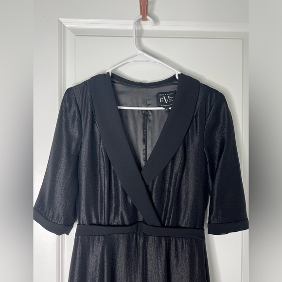 Black Halo Eve Jovine Gown Black Maxi High Low Hem Size 8 - Picture 6 of 16